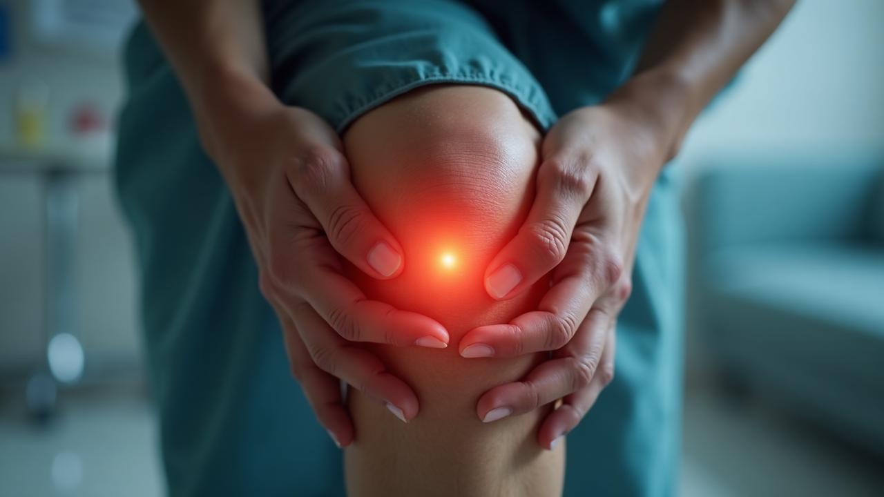 Medical professional performing ultrasound-guided knee injection