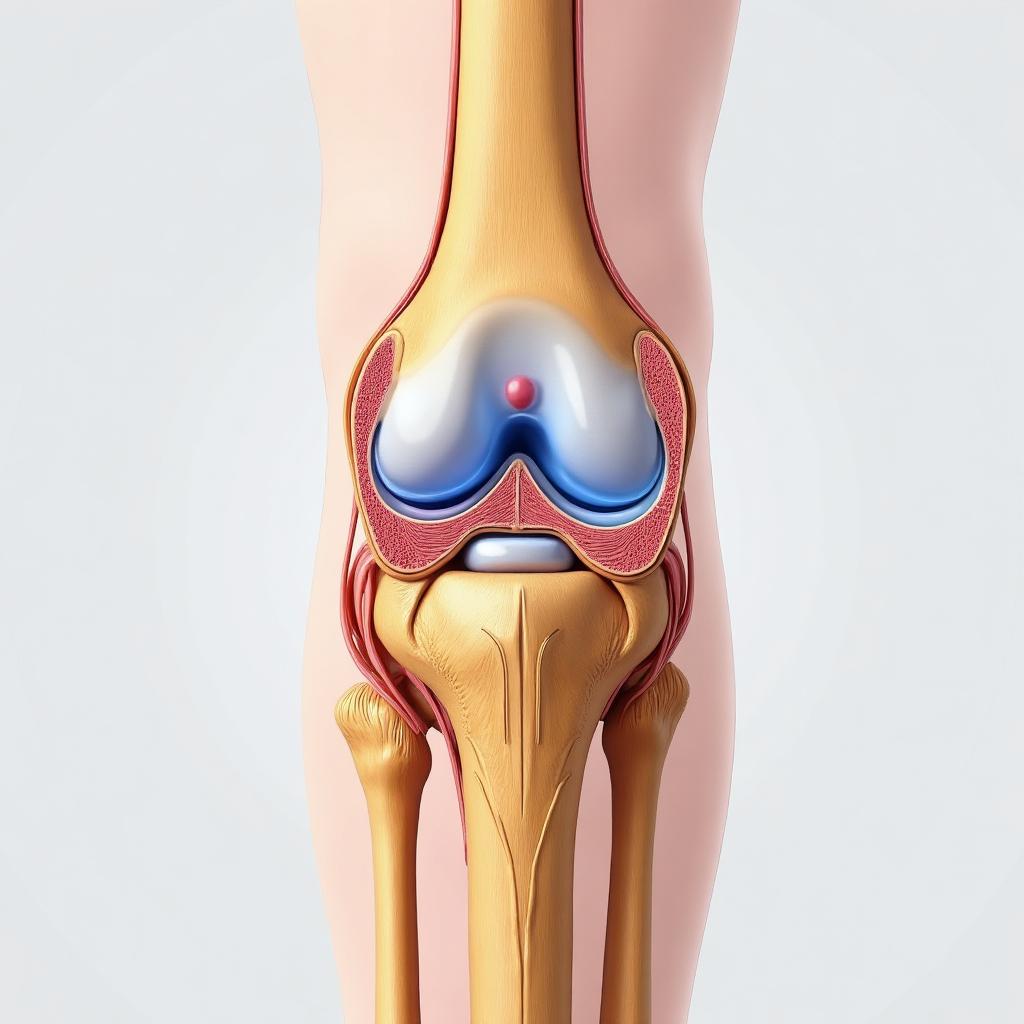 Knee joint anatomy showing cartilage and synovial fluid