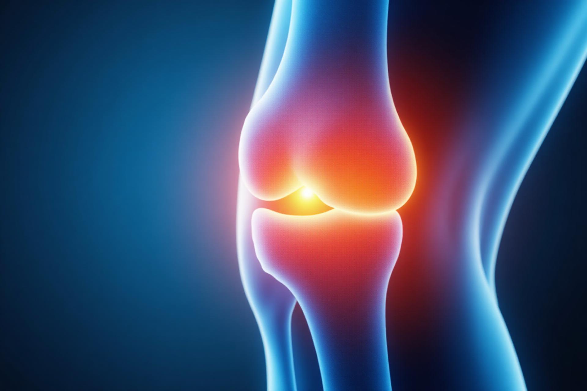 Medical illustration showing knee pain